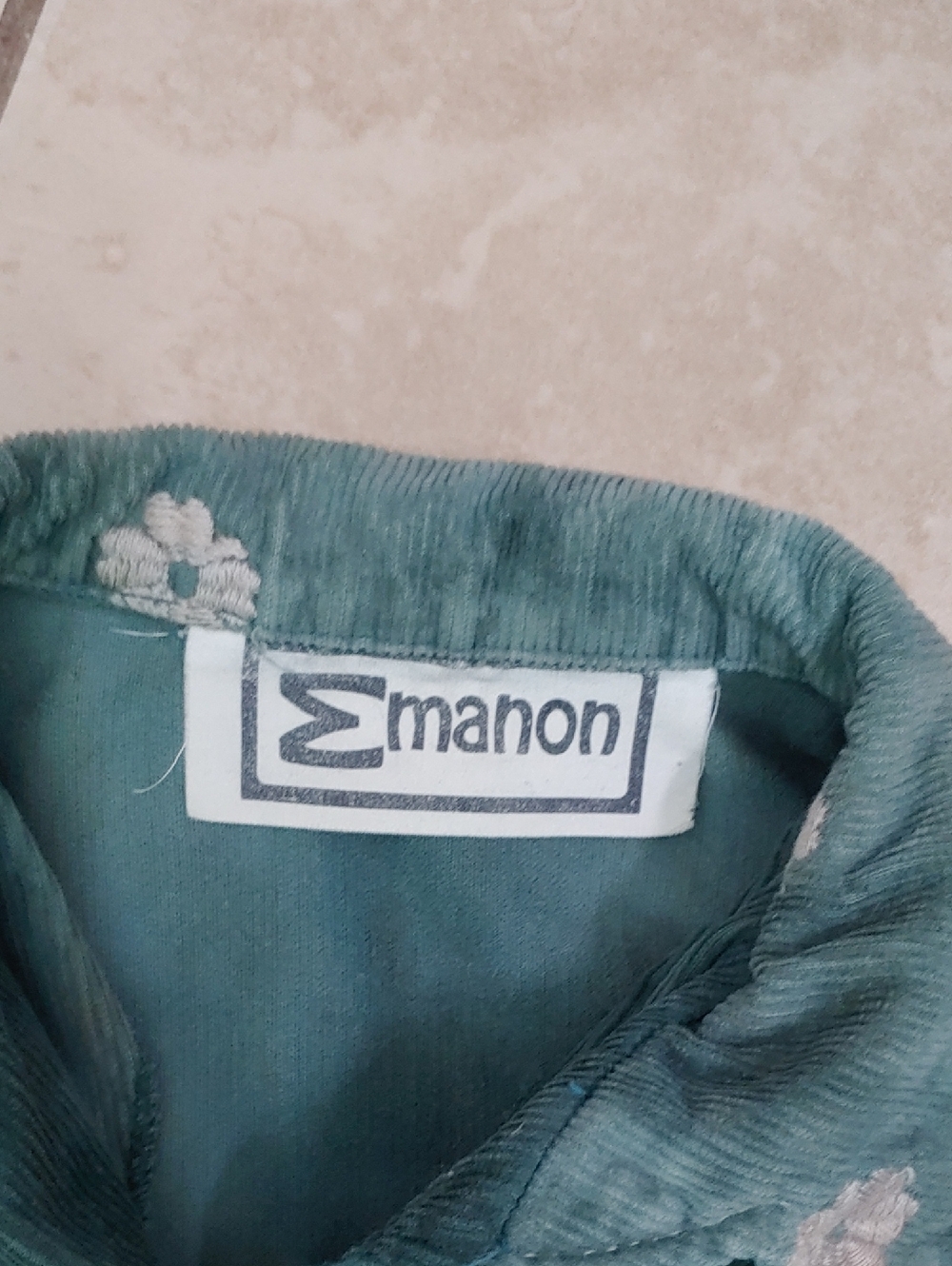 Vintage Floral Embroidered Button Front Shirt Teal Corduroy Women Emanon Size XS - Picture 8 of 8
